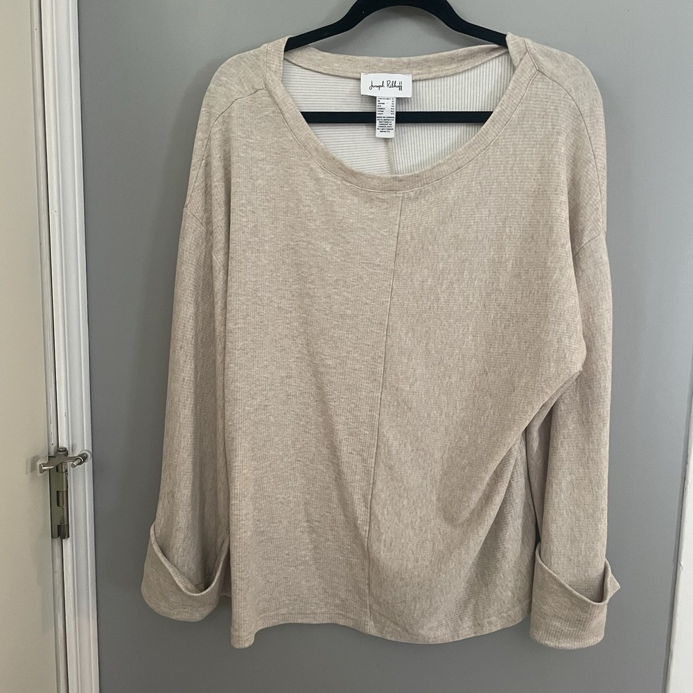 Joseph Ribkoff Women's Tan Ribbed Tunic Sweater Size 10 Long Sleeve
